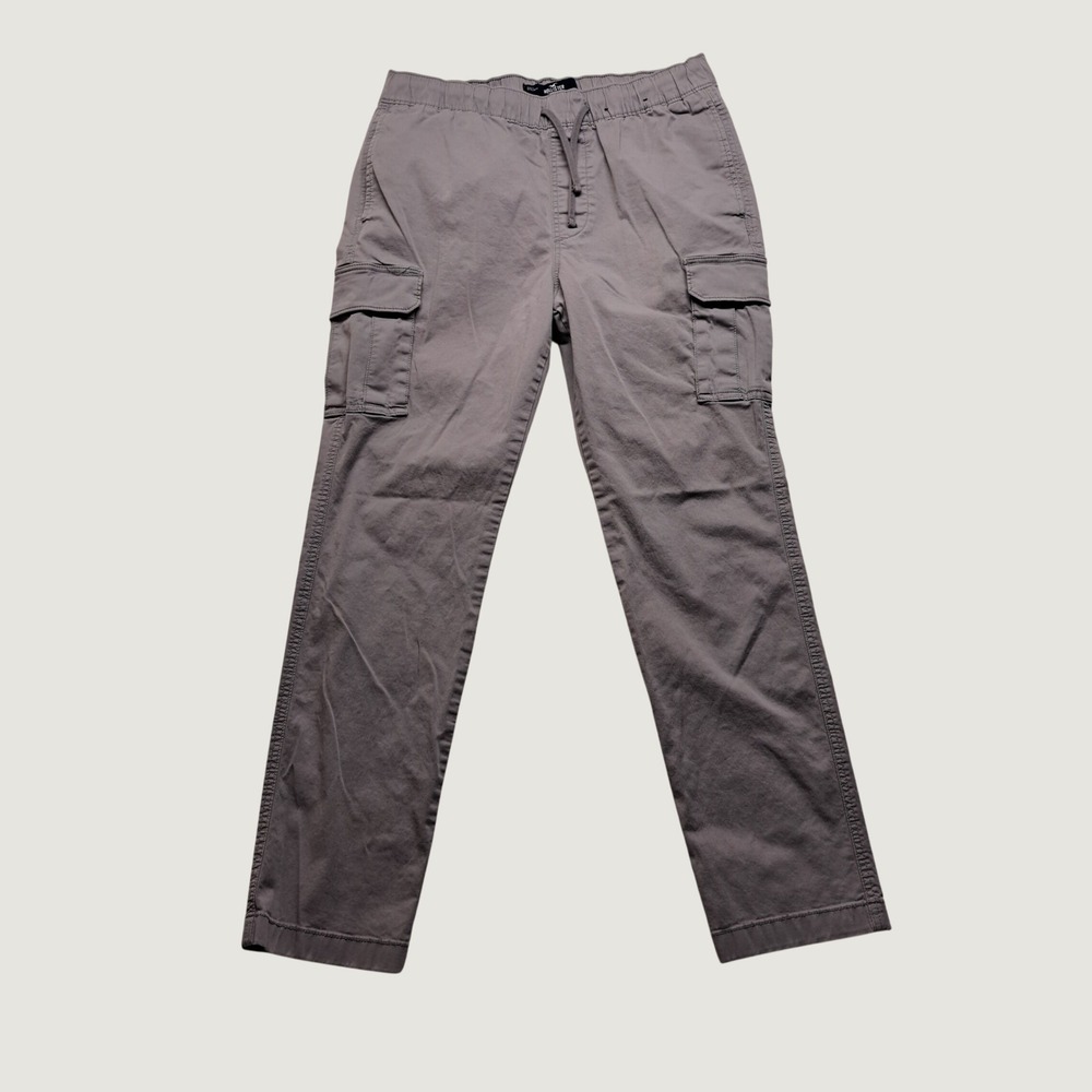 Hollister Slim Cargo Pants Mens L Grey Excellent Epic Flex Stretch Utility